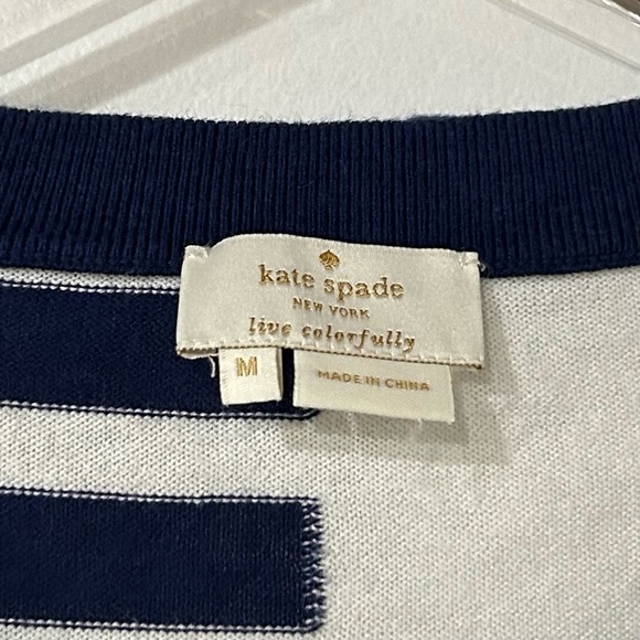 Kate Spade Ollie Stripe Cotton Cashmere Cardigan in Multi Monaco Stripe M - Picture 8 of 9